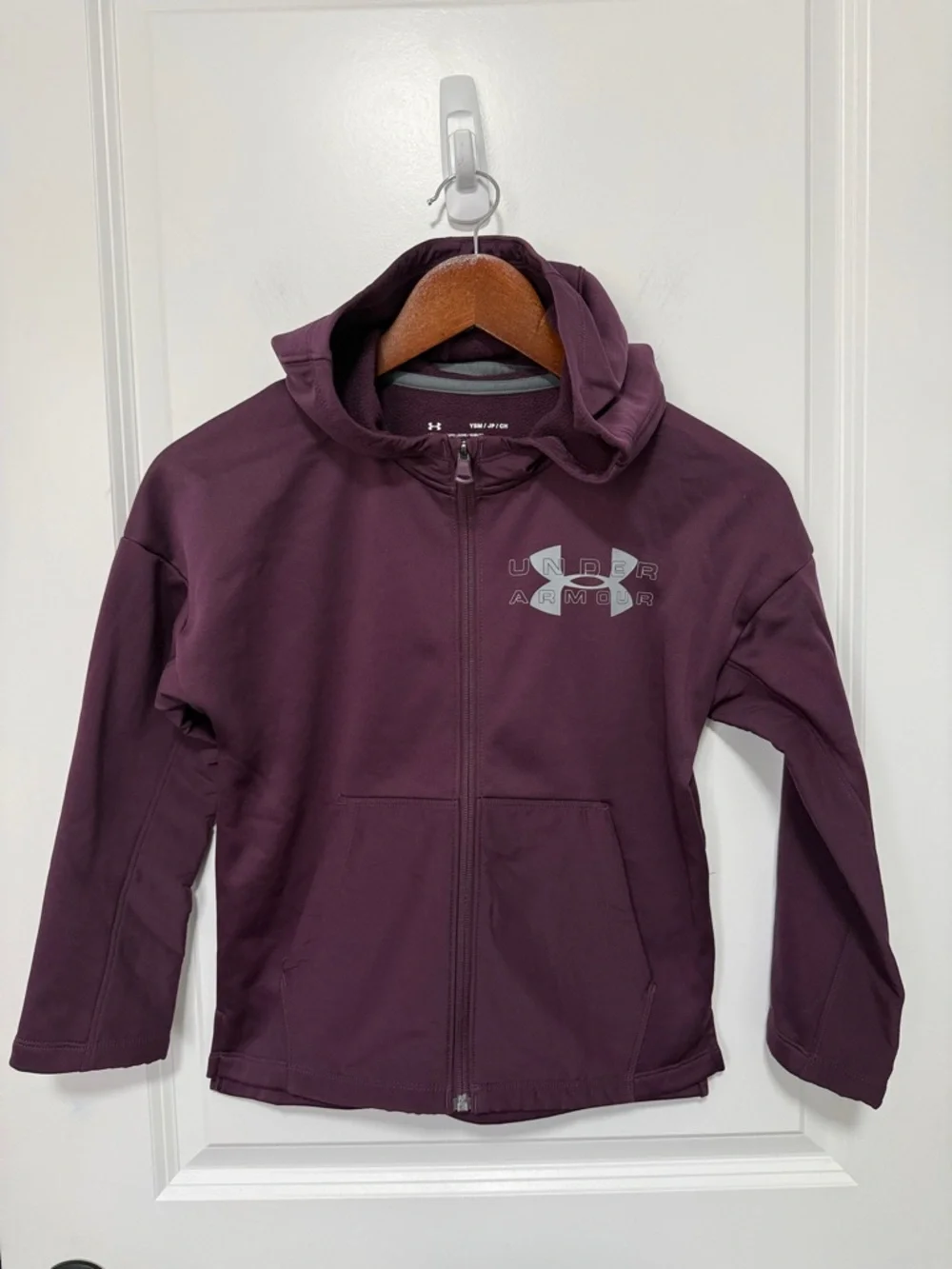 Under Armour Girls Loose Fit ColdGear Long Sleeve Zip Up Purple size YSM
